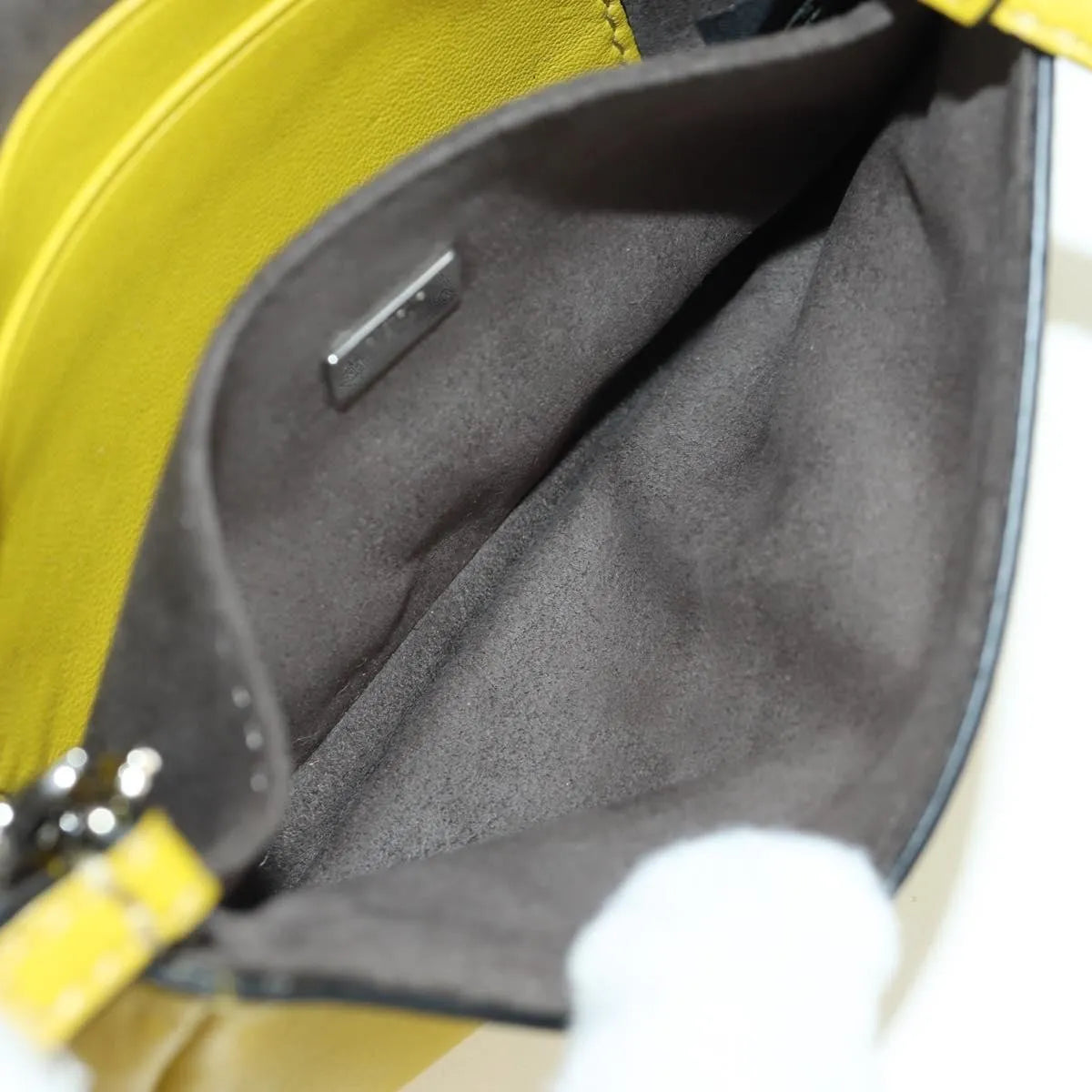 Fendi Monster Baguette Leather and Fur, Yellow, Leather, Handbag