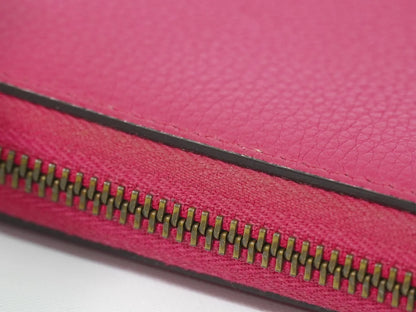 Gucci Vintage Logo Zip Around Leather, Pink, Leather, Wallet
