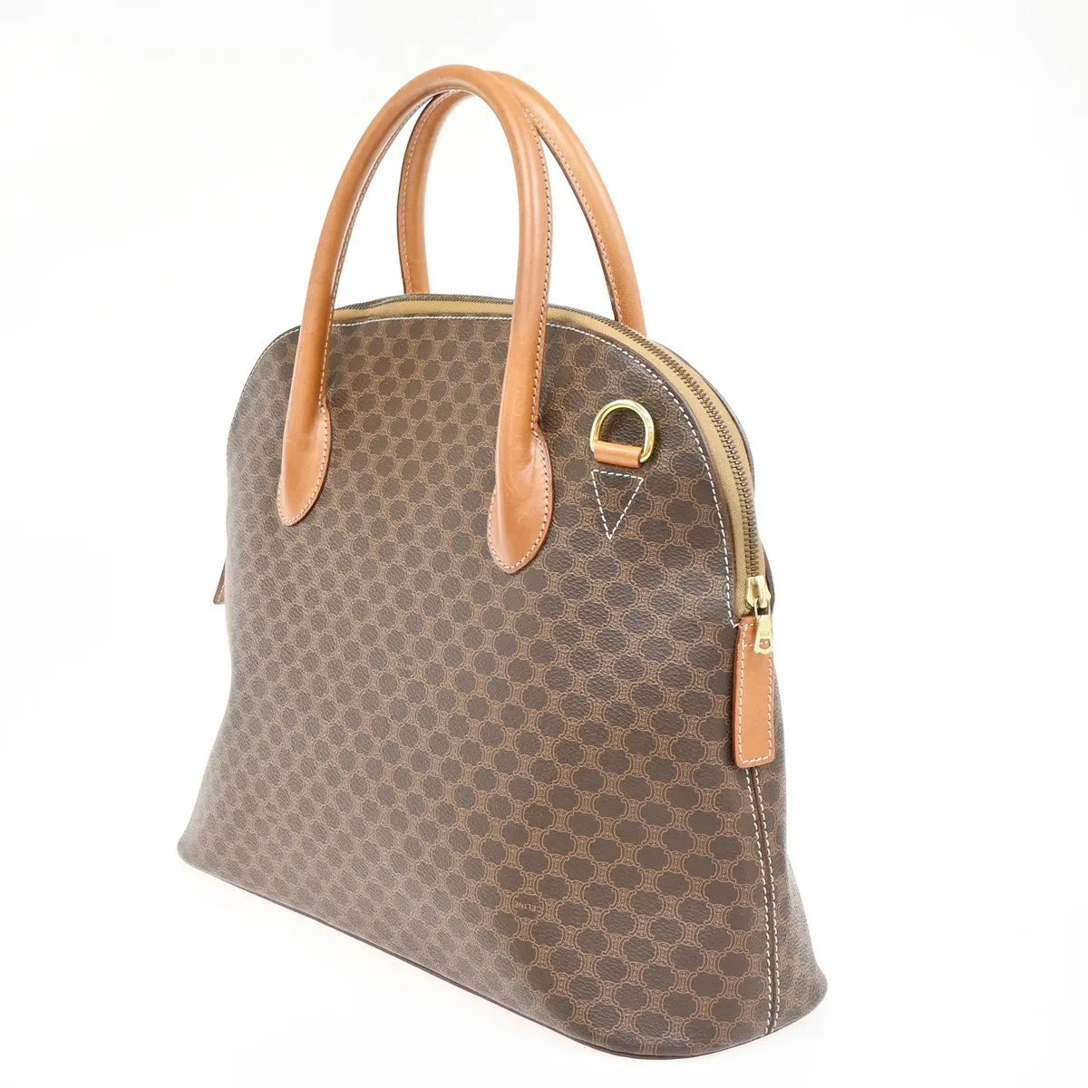 Celine Vintage Macadam Canvas and Leather, Brown, Canvas, Handbag