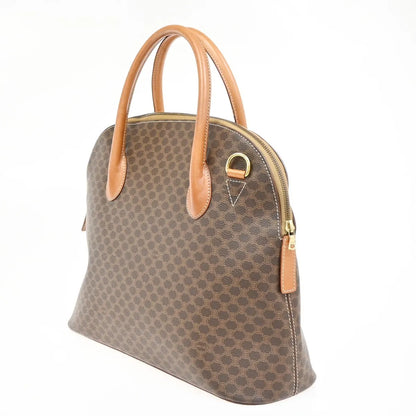 Celine Vintage Macadam Canvas and Leather, Brown, Canvas, Handbag
