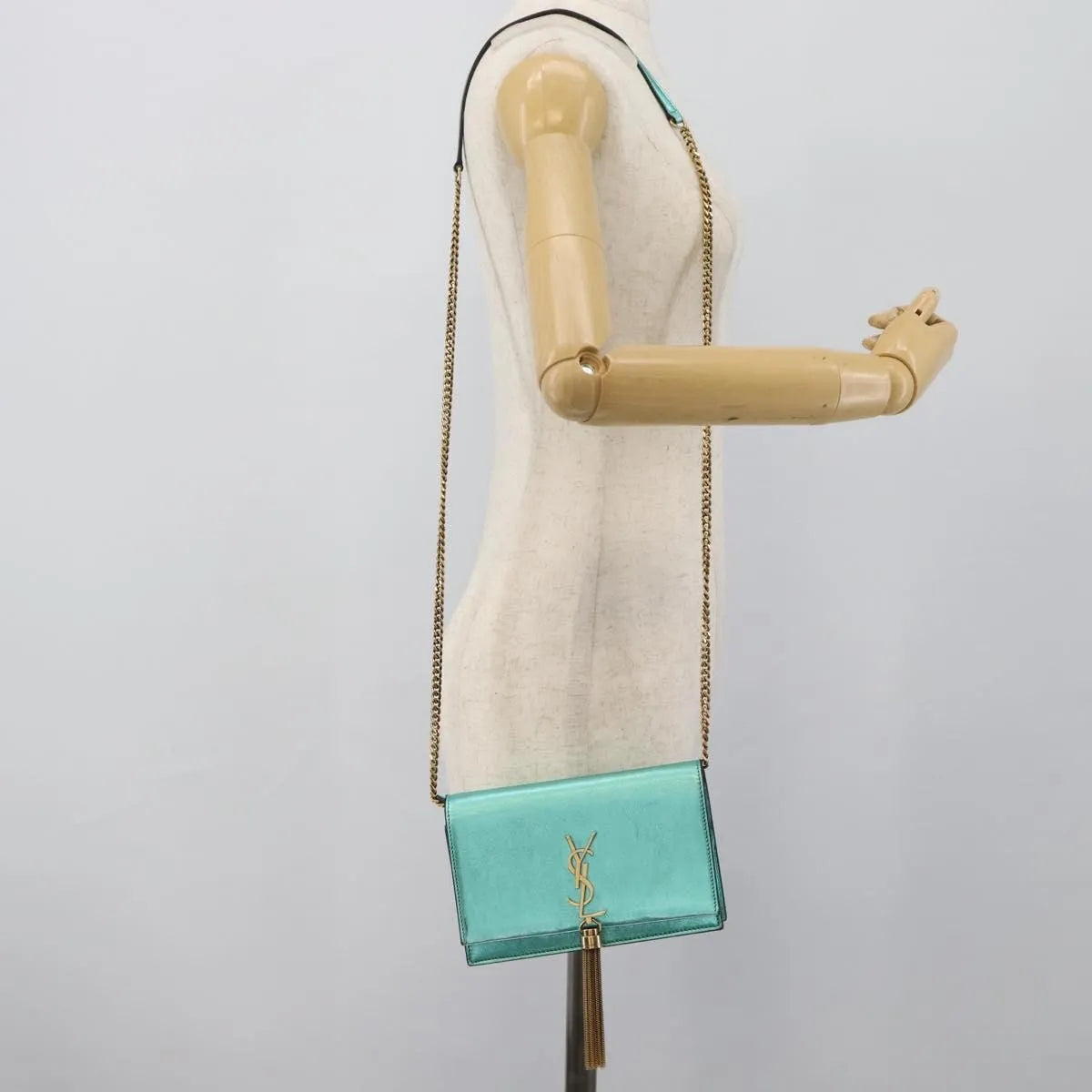 Saint Laurent Kate leather, Green, Leather, Shoulder Bag
