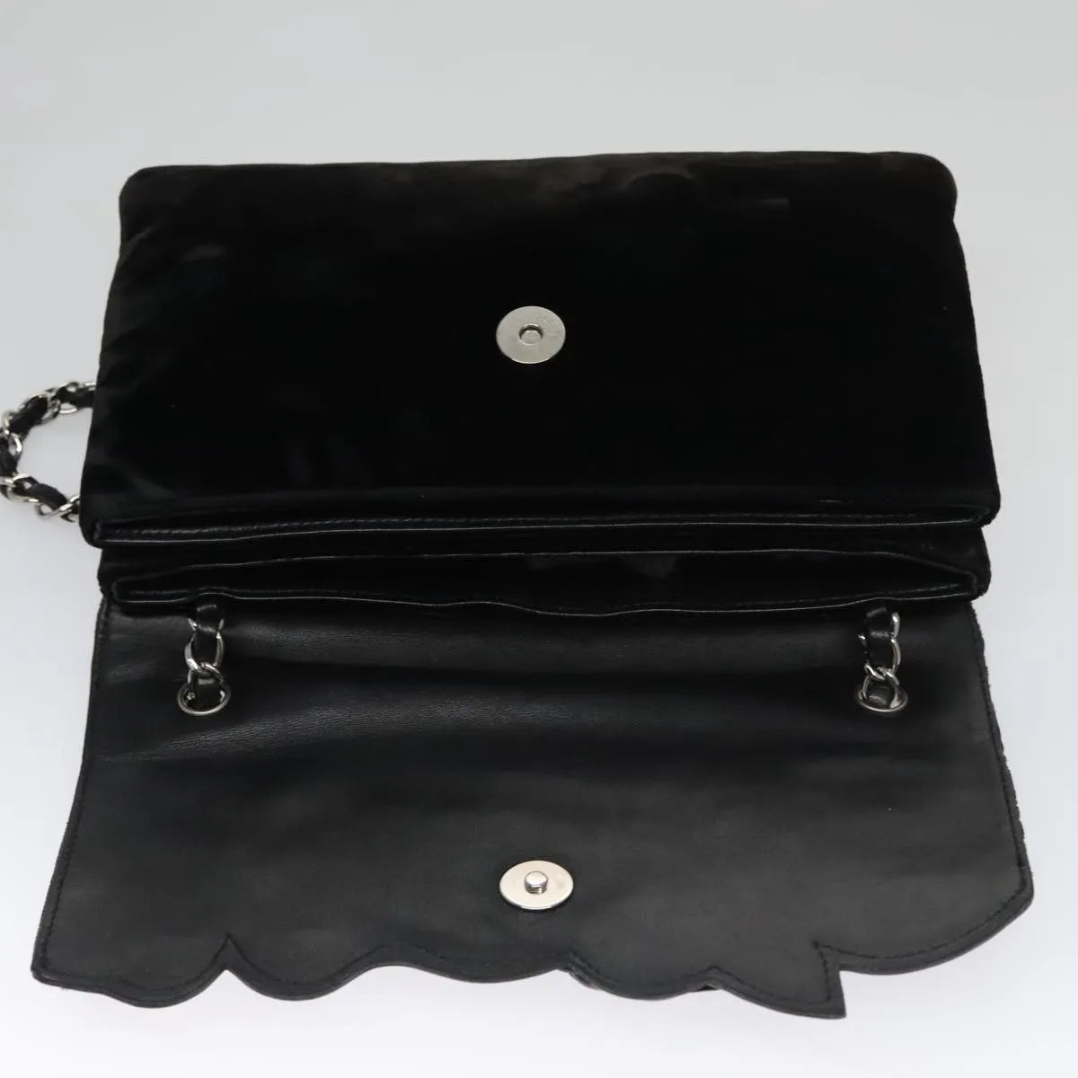 Chanel Camellia No.5 Chain Flap Velvet, Black, Velvet, Shoulder Bag