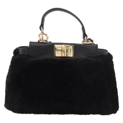 Fendi Peekaboo Fur, Black, Fur, Handbag