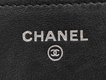 Chanel Sweet Camellia Wallet on Chain Quilted Lambskin, Black, Leather, Shoulder Bag