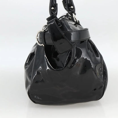 Salvatore Ferragamo Gancini Patent Leather, Black, Patent Leather, Handbag