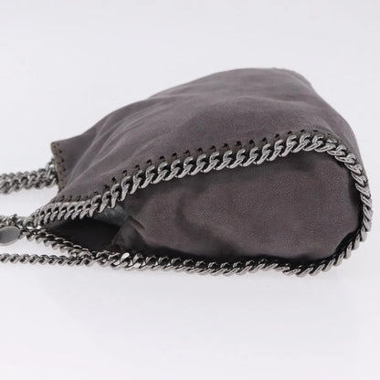 Stella McCartney Falabella Fold Over Faux Leather, Gray, Polyester, Shoulder Bag