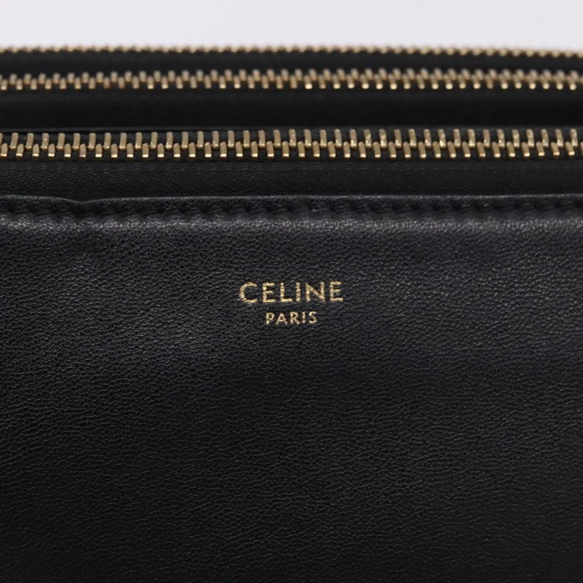Celine Trio Leather, Black, Leather, Shoulder Bag