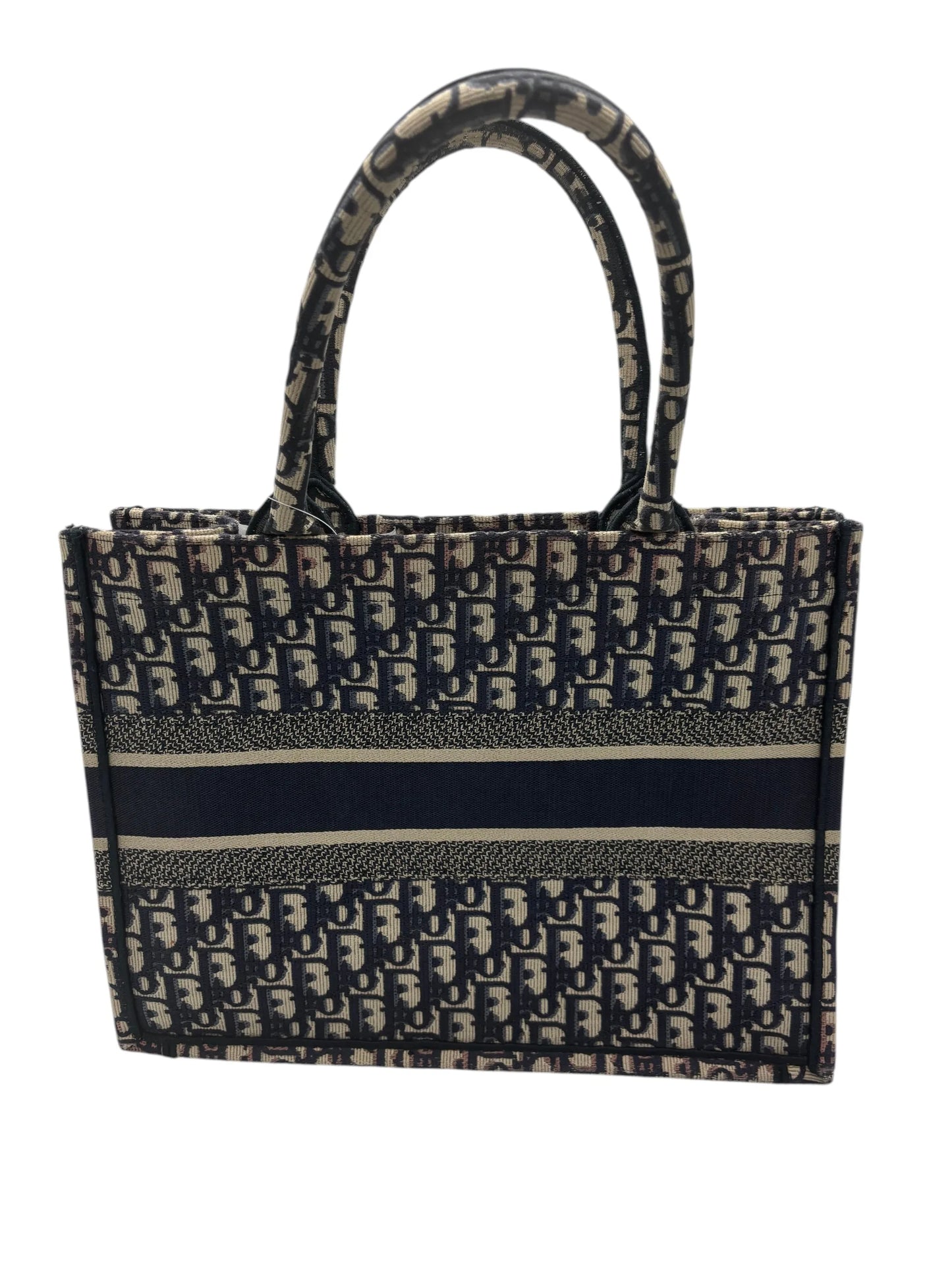 Christian Dior Book Tote Embroidered Canvas, Navy, Canvas, Tote Bag
