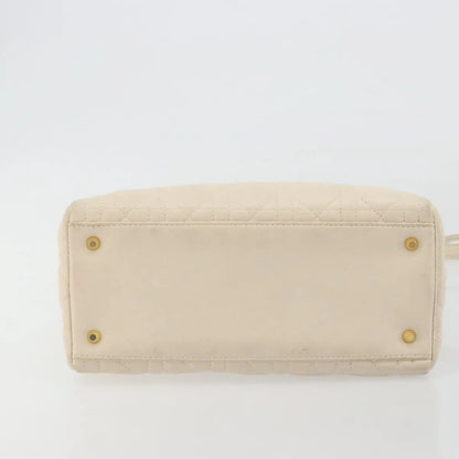 Christian Dior Lady Dior Cannage Quilt Lambskin, White, Leather, Handbag