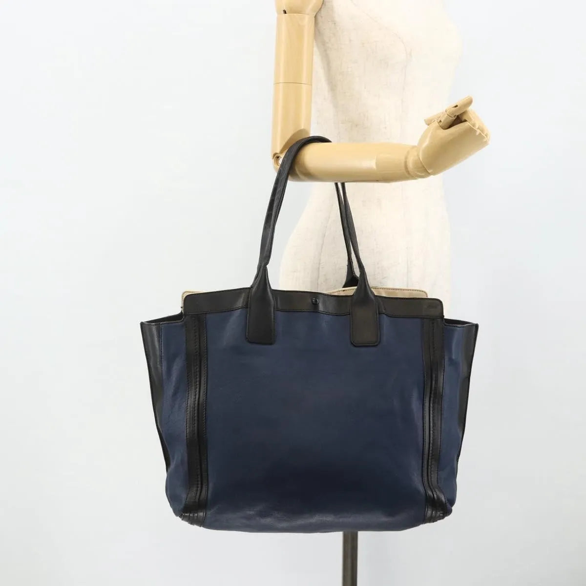 Chloe Alice Tote Leather, Navy, Leather, Tote Bag
