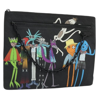 Louis Vuitton LV Friends A4 Printed Monogram Taurillon Leather, Black, Canvas, Clutch
