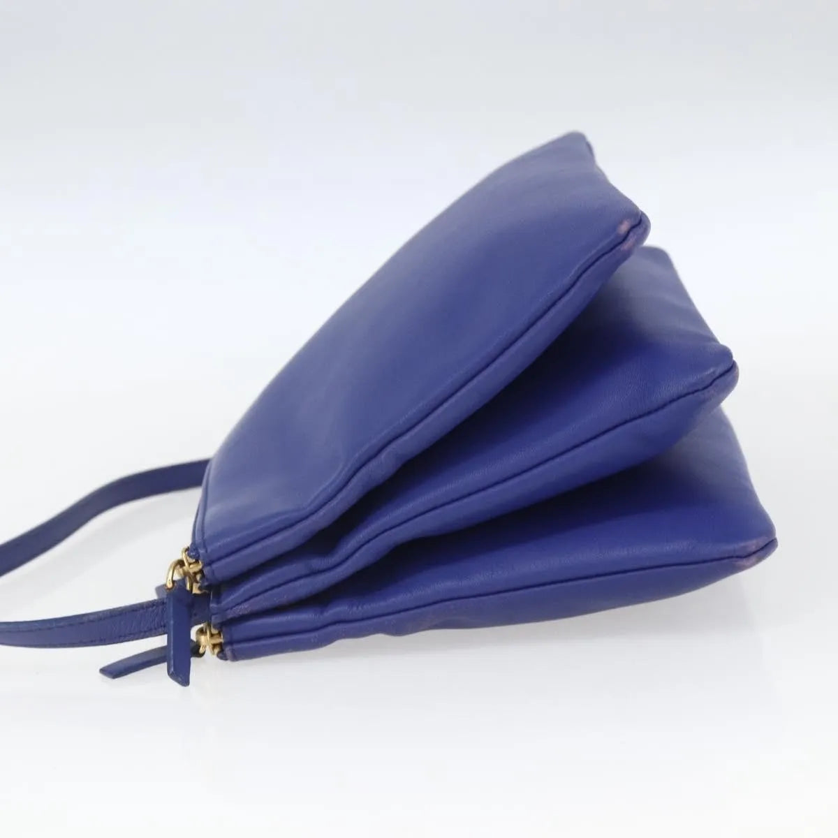 Celine Trio Leather, Blue, Leather, Shoulder Bag