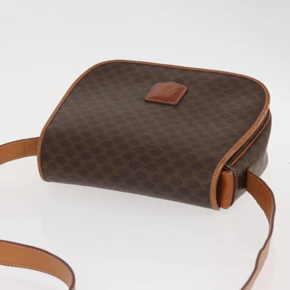 Celine Vintage Macadam Canvas, Brown, Canvas, Shoulder Bag