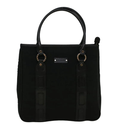 Bvlgari Vintage Canvas, Black, Canvas, Tote Bag