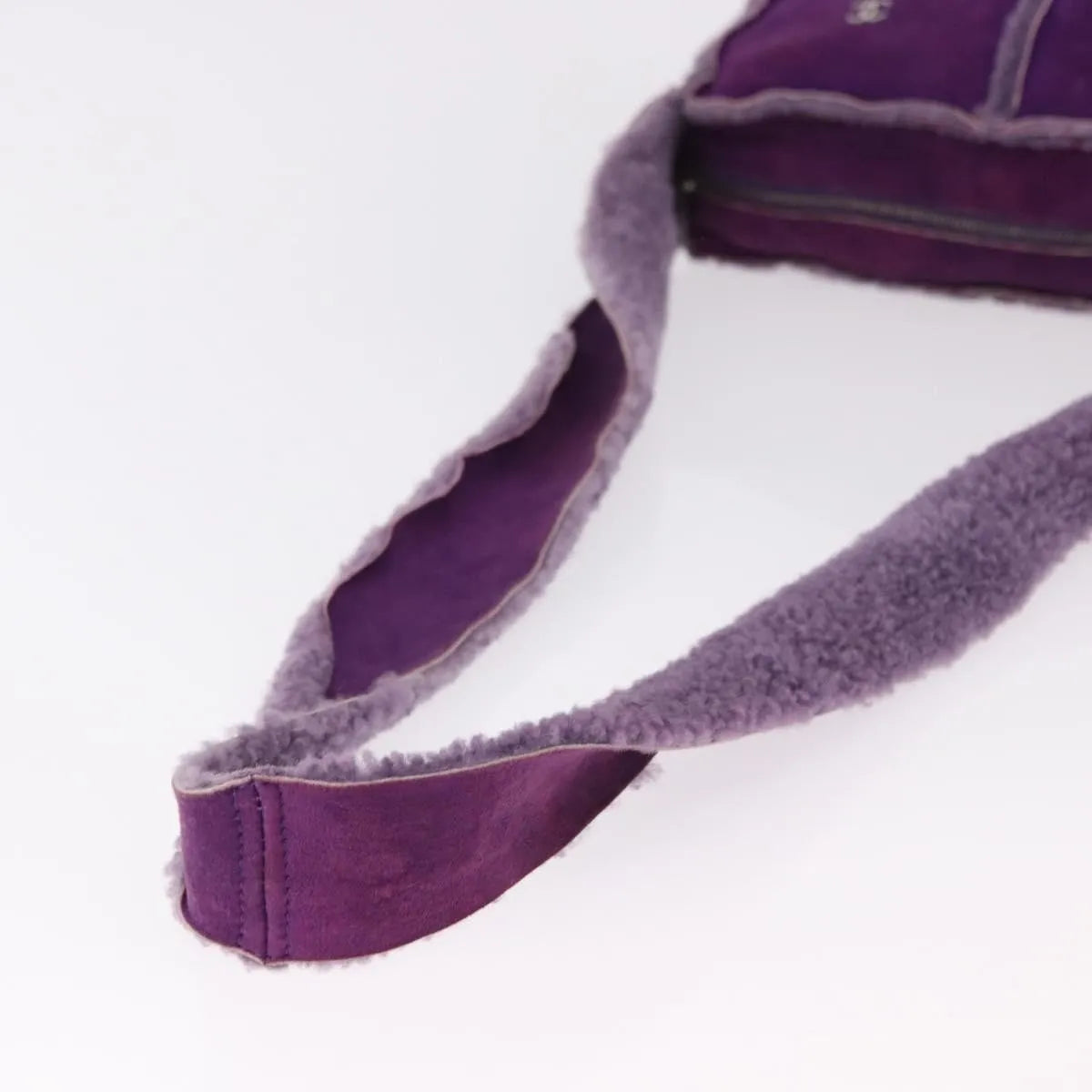 Chanel CC Logo Shearling and Suede, Purple, Suede, Shoulder Bag