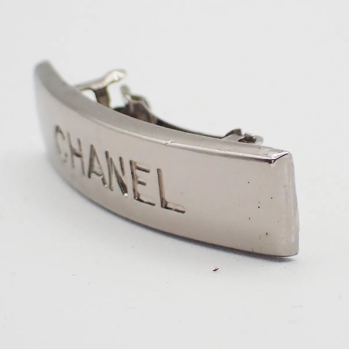 Chanel Logo Hair Barrette Metal, Silver, Metal, Head Accessory