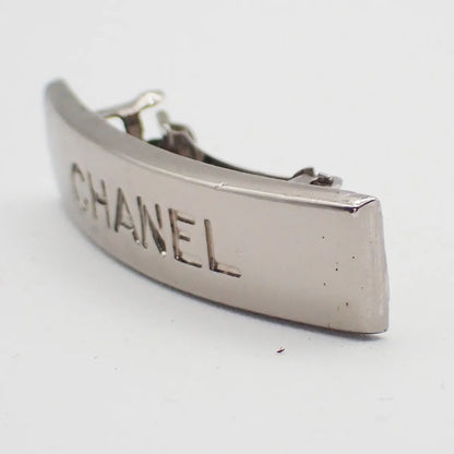 Chanel Logo Hair Barrette Metal, Silver, Metal, Head Accessory