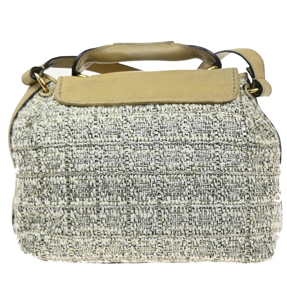 Chloe Elsie Tweed Leather, Beige, Tweed, Shoulder Bag