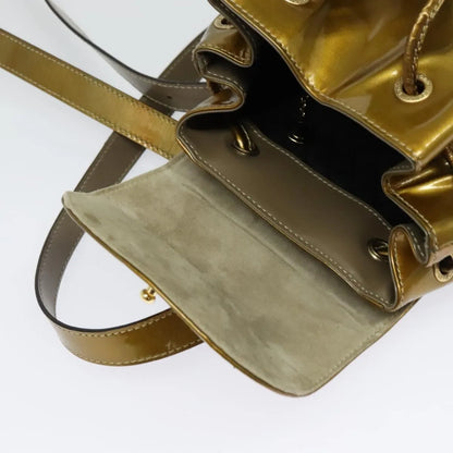 Gucci Vintage Bamboo Patent, Gold, Patent Leather, Backpack