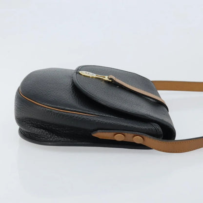 Christian Dior Vintage CD Logo Leather, Black, Leather, Shoulder Bag