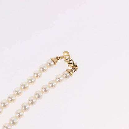 Christian Dior CD Bee Star Pearl Pendant Metal with Faux Pearl, White, Pearl, Necklace