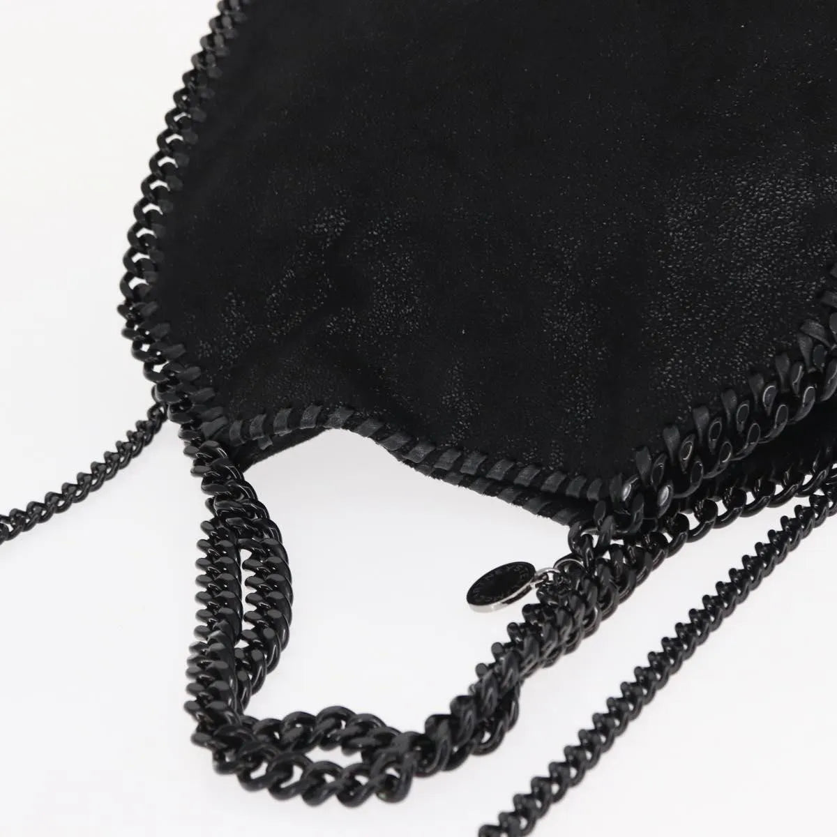Stella McCartney Falabella Fold Over Shaggy Deer, Black, Polyester, Shoulder Bag