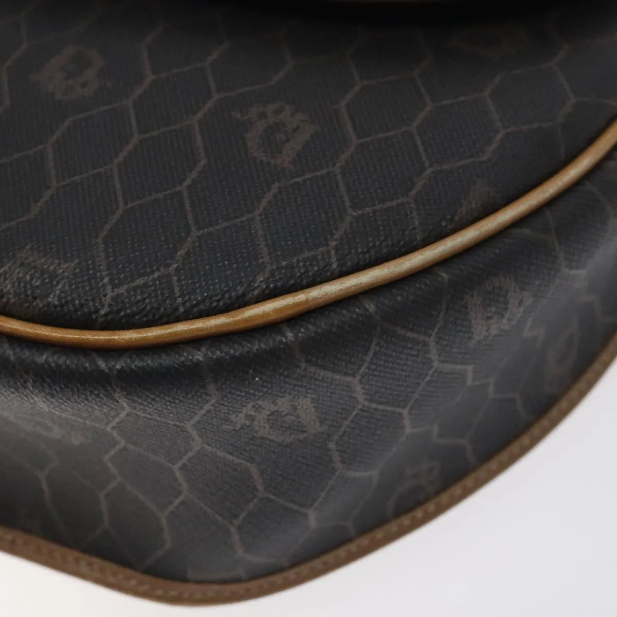 Christian Dior Vintage Honeycomb Flap Coated Canvas, Black, Canvas, Shoulder Bag