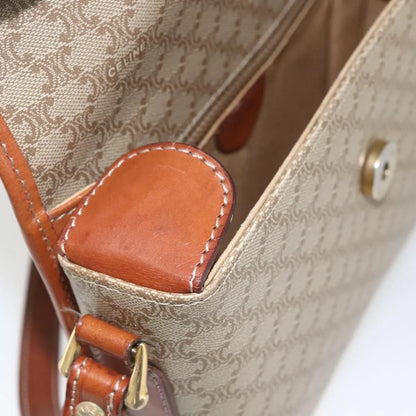 Celine Vintage Macadam Canvas and Leather, Beige, Canvas, Shoulder Bag