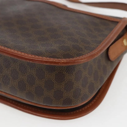Celine Vintage Macadam Canvas and Leather, Brown, Canvas, Shoulder Bag