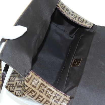 Fendi Mamma Baguette Zucca patent leather, Brown, Canvas, Shoulder Bag