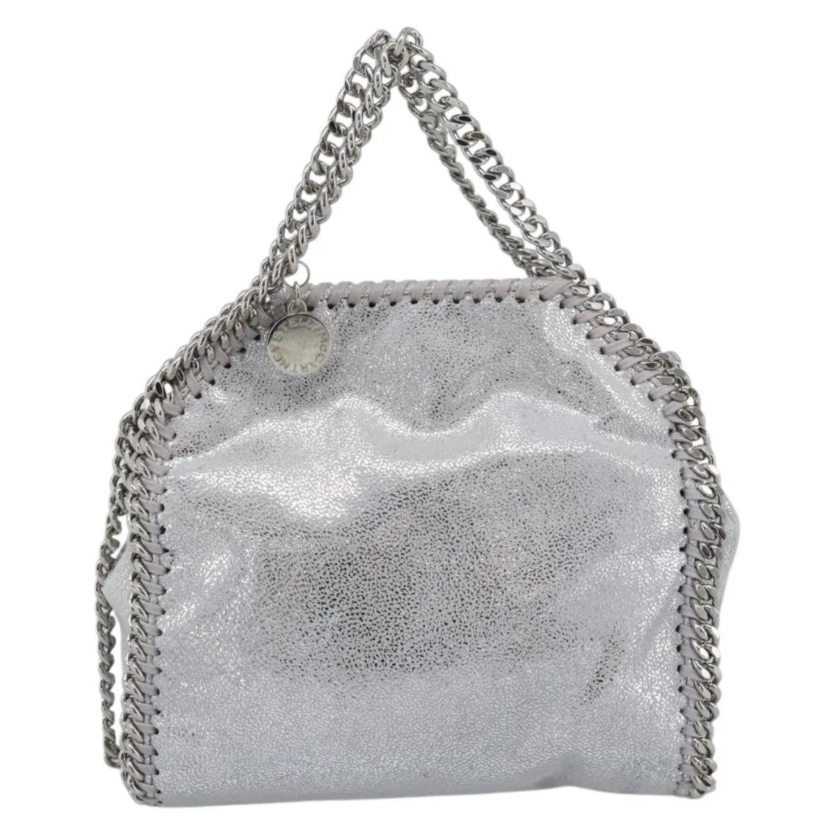 Stella McCartney Falabella Fold Over Faux Leather, Silver, Polyester, Shoulder Bag