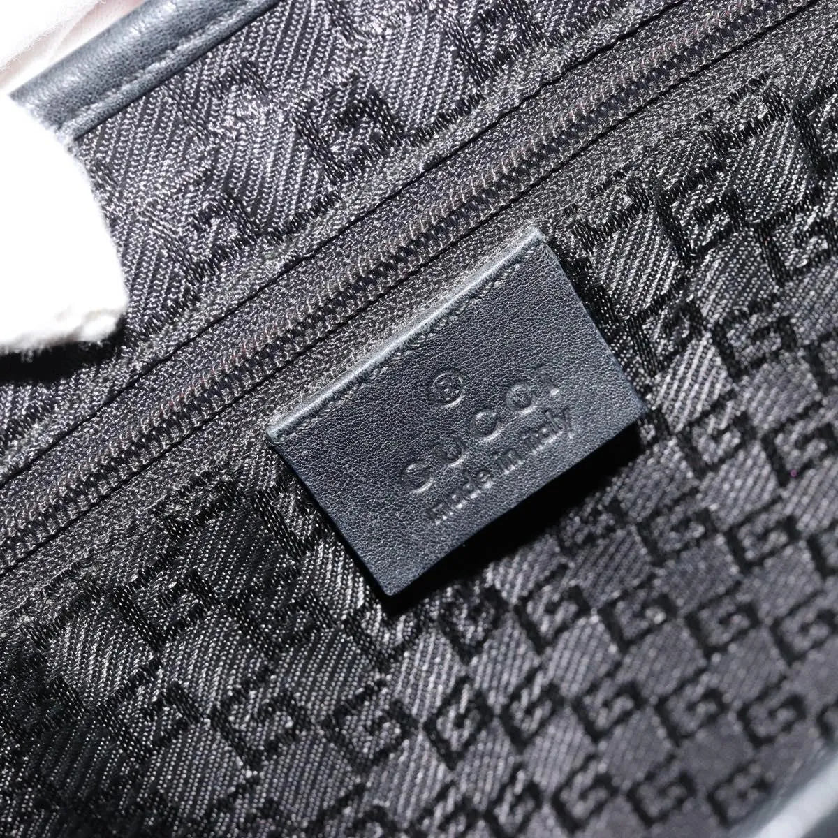 Gucci Vintage Jackie Shoulder Canvas and Leather, Black, Leather, Handbag