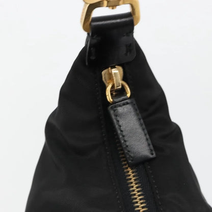 Prada Shoulder Python, Black, Nylon, Shoulder Bag