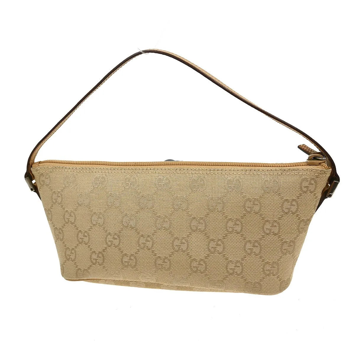 Gucci Web Boat Pochette GG Canvas, Beige, Canvas, Handbag