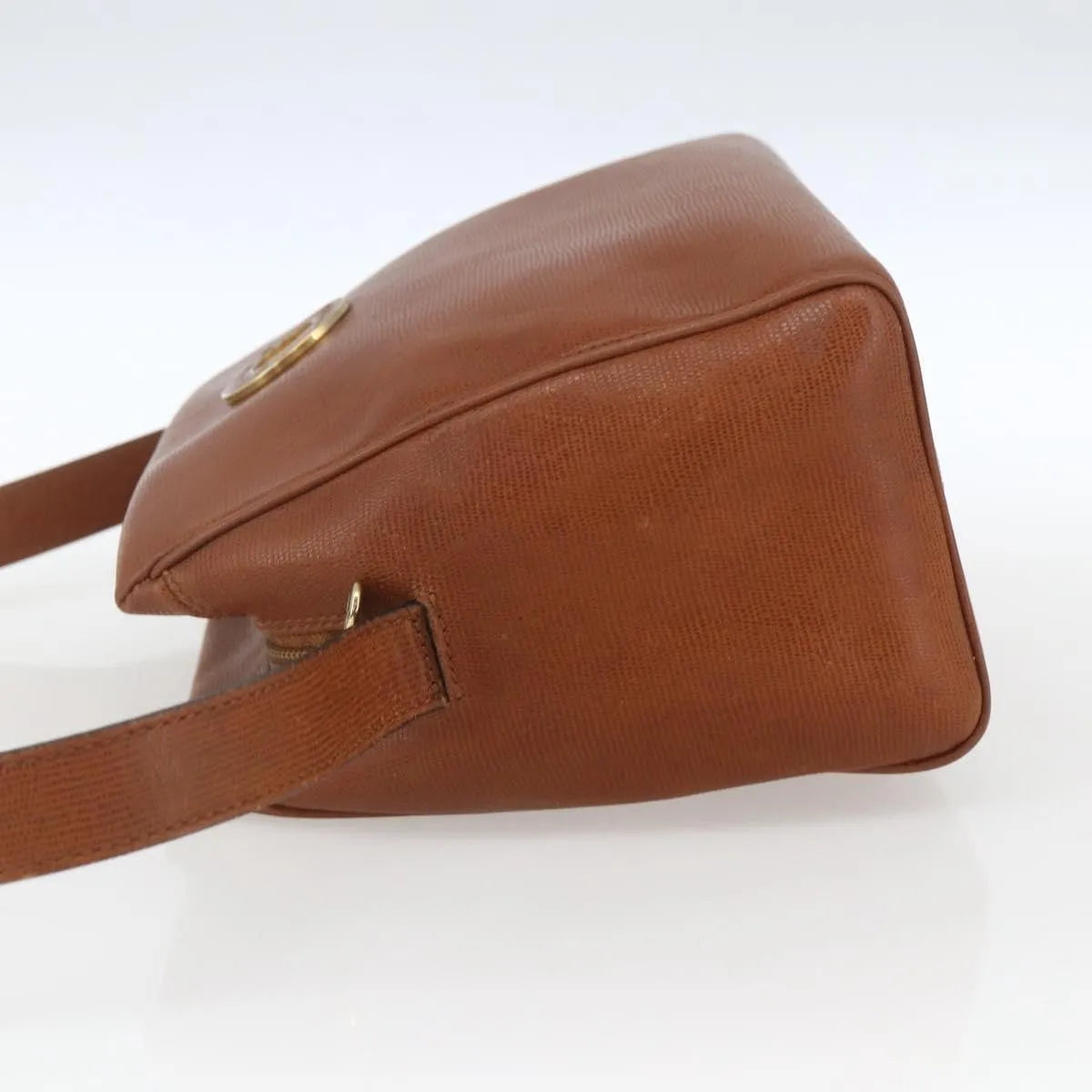 Celine Vintage Circle Logo Leather, Brown, Leather, Shoulder Bag