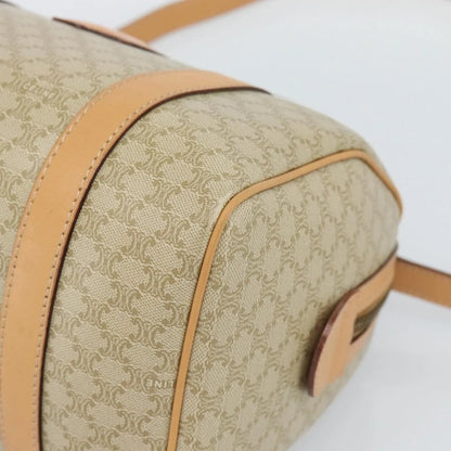 Celine Vintage Macadam Boston Canvas, Beige, Canvas, Handbag