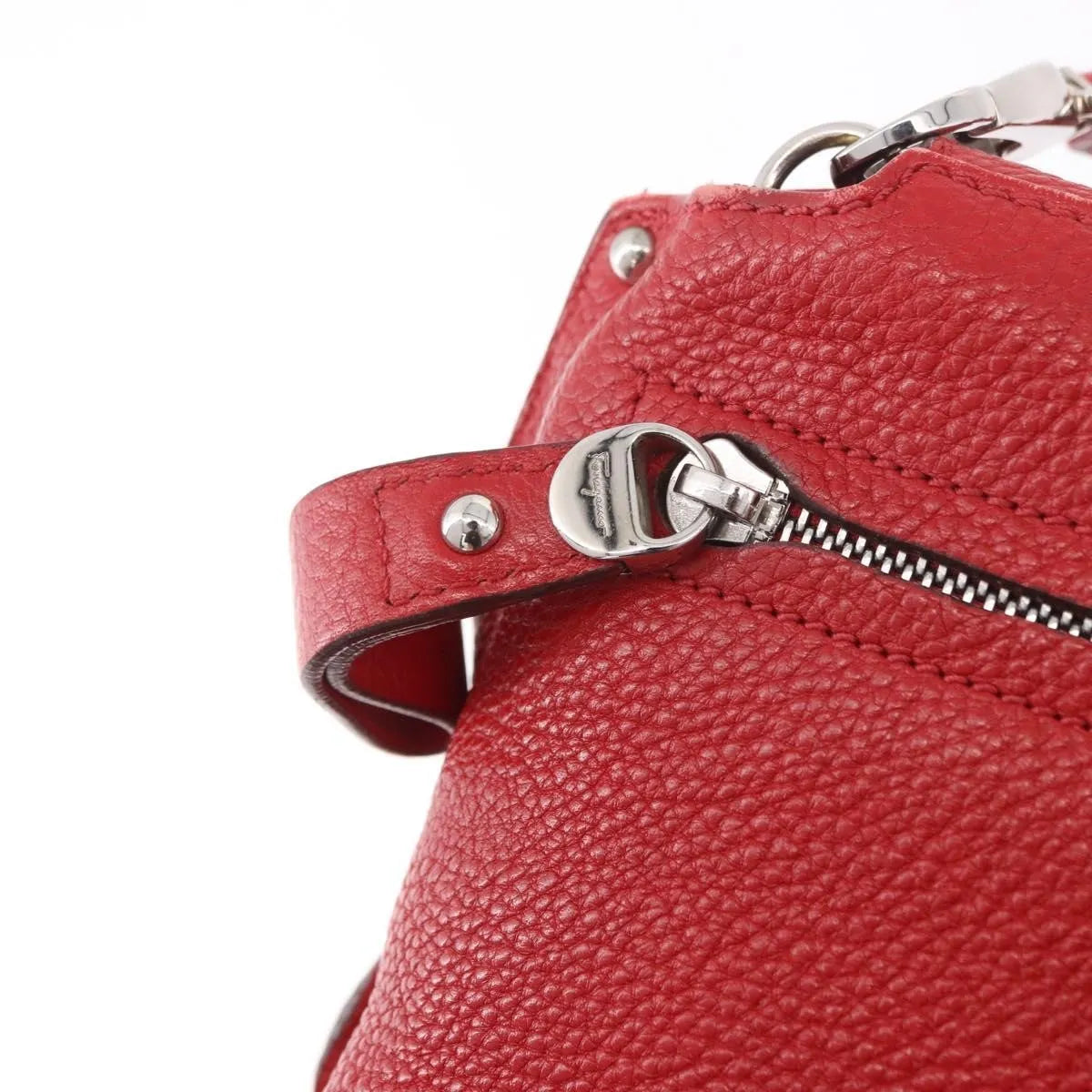 Salvatore Ferragamo Sofia Satchel Grainy Leather, Red, Leather, Handbag