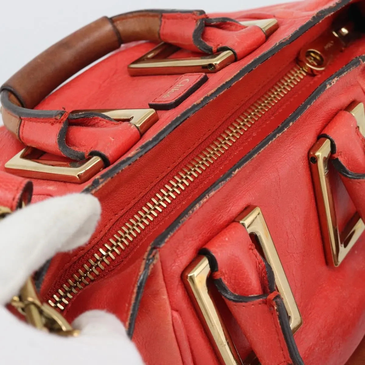 Chloe Ethel Leather, Red, Leather, Handbag
