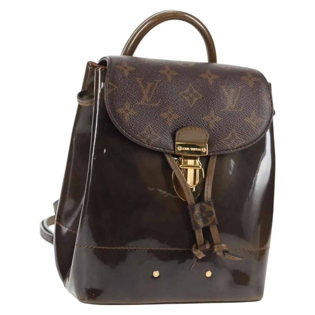 Louis Vuitton Hot Springs Vernis with Monogram Canvas, Brown, Canvas, Backpack