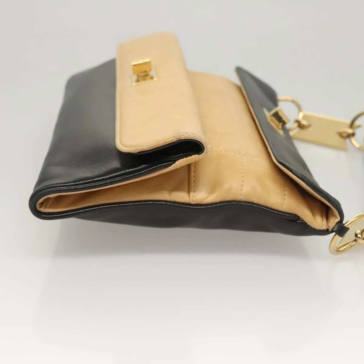 Chanel Chocolate Bar Handbag Lambskin, Beige, Leather, Handbag