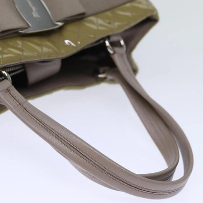 Salvatore Ferragamo Vala Patent leather, Beige, Patent Leather, Handbag