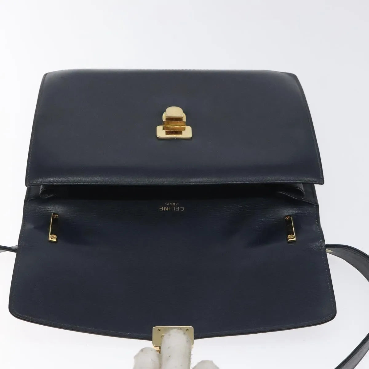 Celine Vintage Leather, Navy, Leather, Shoulder Bag