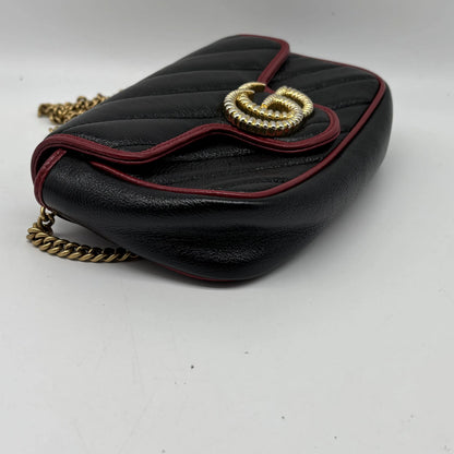 Gucci GG Marmont Chain Flap Matelasse Leather, Black, Leather, Crossbody Bag