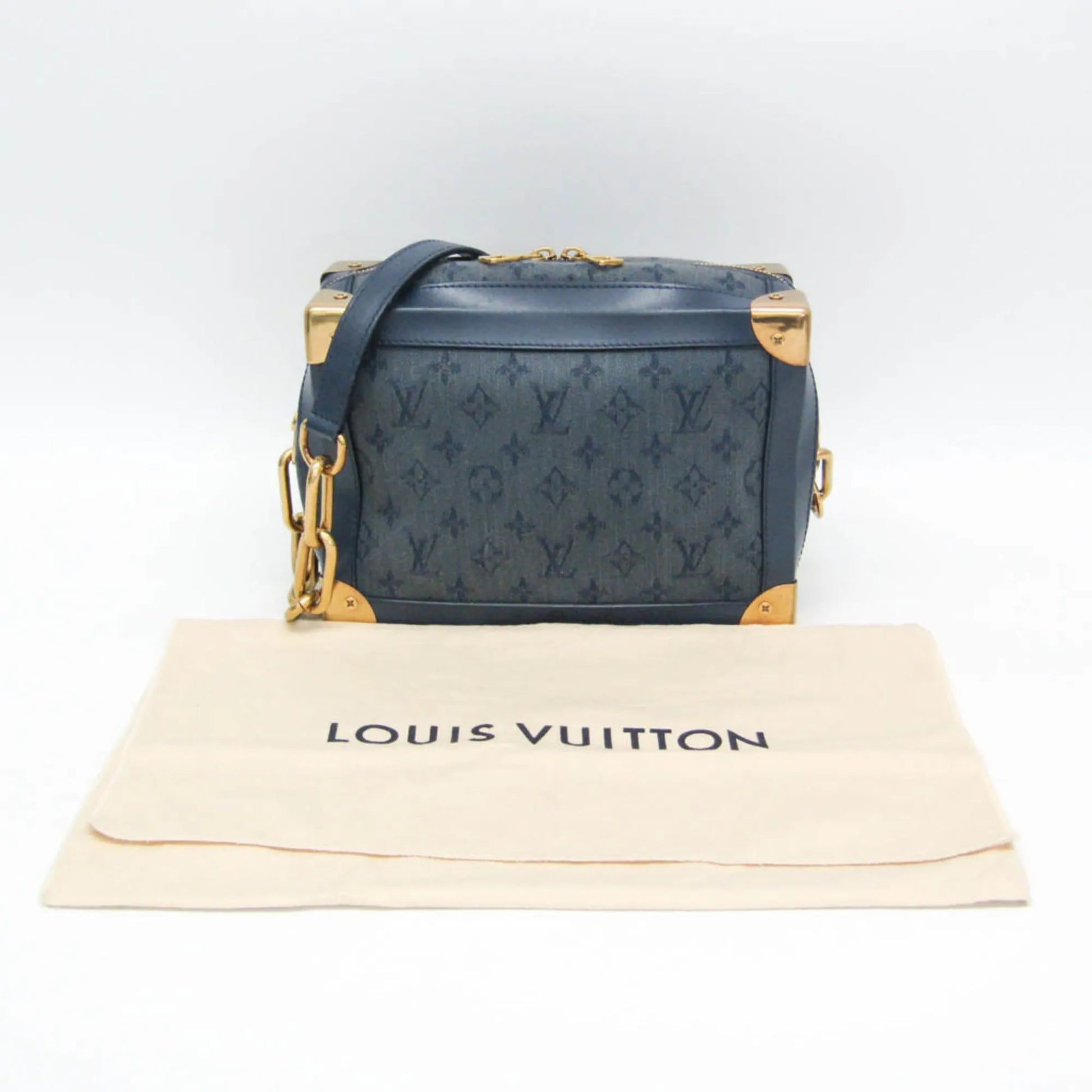 Louis Vuitton Soft Trunk Monogram Denim, Blue, Denim, Shoulder Bag