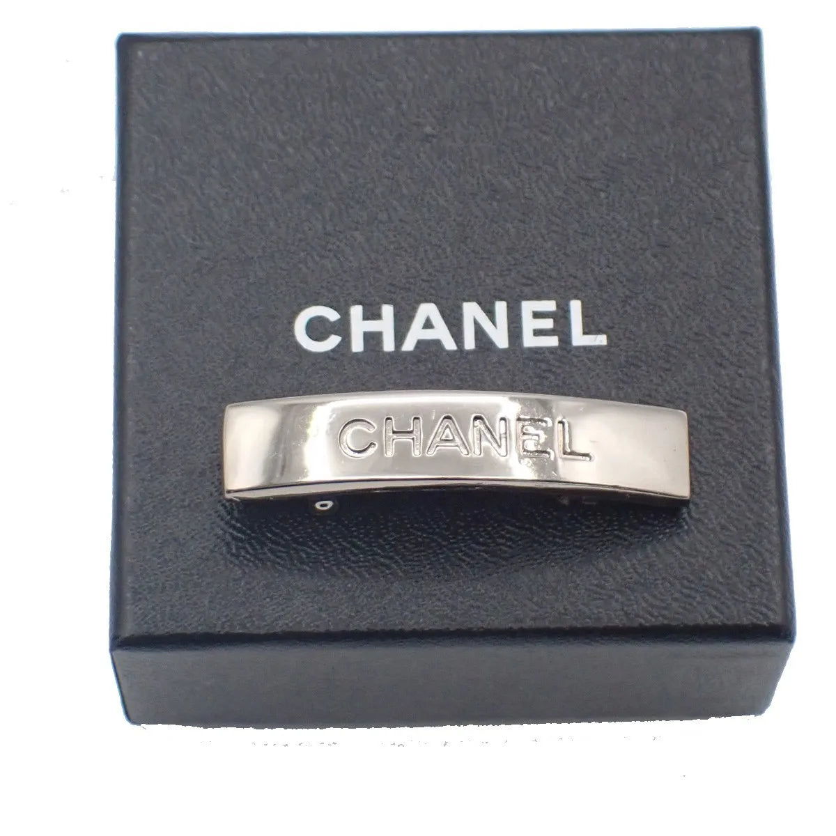 Chanel Logo Hair Barrette Metal, Silver, Metal, Head Accessory