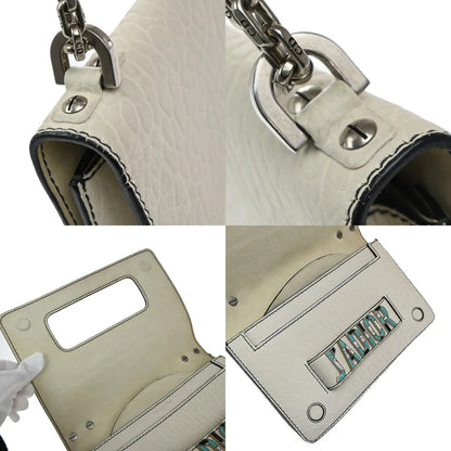 Christian Dior J'Adior Flap Canyon Grained Lambskin with Mosaic Detail, White, Leather, Shoulder Bag