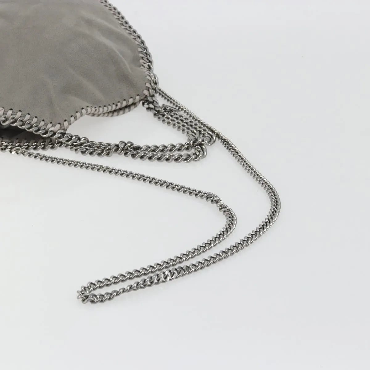 Stella McCartney Falabella Fold Over Faux Leather, Gray, Polyester, Shoulder Bag