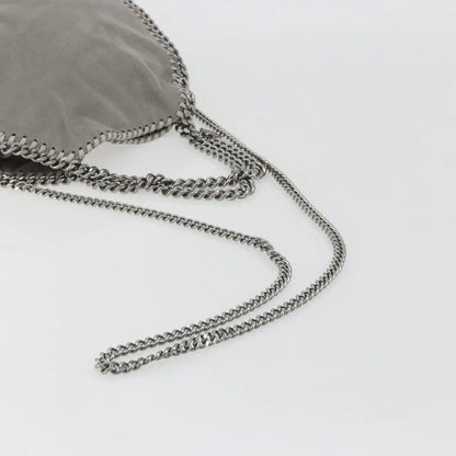 Stella McCartney Falabella Fold Over Faux Leather, Gray, Polyester, Shoulder Bag