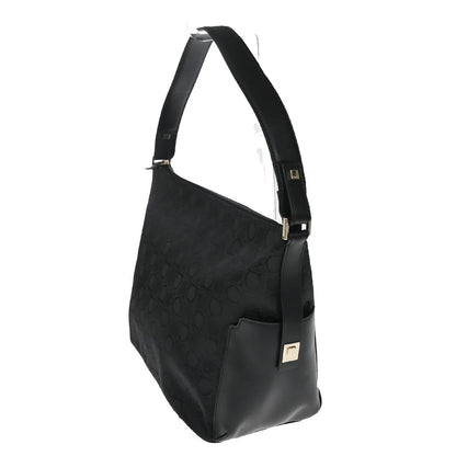 Salvatore Ferragamo Gancini Zip Canvas, Black, Canvas, Shoulder Bag