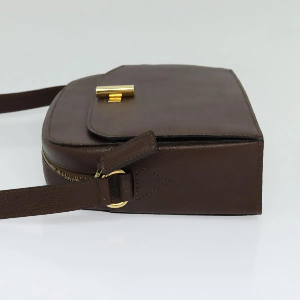 Celine Vintage Turnlock Leather, Brown, Leather, Shoulder Bag